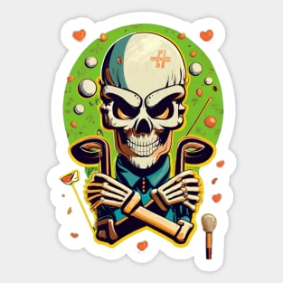 Golf from the Grave Funny Skeleton Golfer Halloween Pattern Sticker